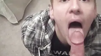 Amateur Twink Swallows Big Cock Load After Blowjob