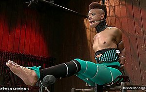 Ebony slave bound and spanked