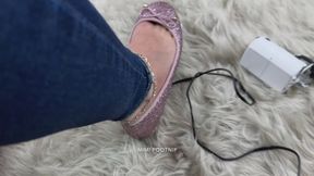 Sewing Pedal Pumping in Ballet Flats & Barefoot
