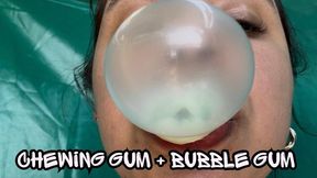 Chewing gum and blowing bubbles