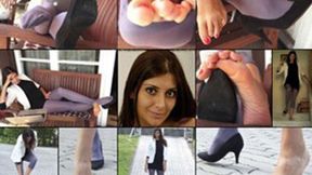 Norah One Shoe Model's Cramped Foot, Ripped Hose and Bare Toe Show (1920 X 1080 in HD)