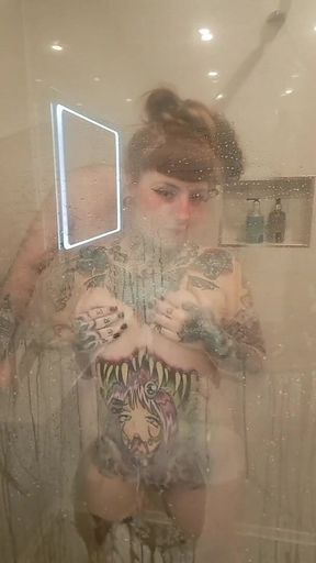 Shower Sex Against the Big Steamy Glass Panel