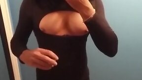 sexy stephanie sissy cumming in ebony dress