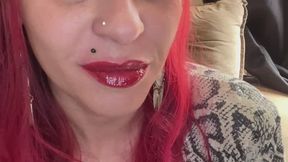 Kissing the Marlboro Red with my glossed lips - double drags