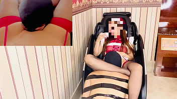 Japanese amateur domme humiliates Santa in sexy cosplay