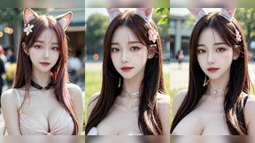 (3d animated ai-generated models) outdoor cat cosplay (with pussy masturbation asmr sound!)