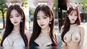 (3d animated ai-generated models) outdoor cat cosplay (with pussy masturbation asmr sound!)