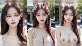 (3d animated ai-generated models) outdoor cat cosplay (with pussy masturbation asmr sound!)