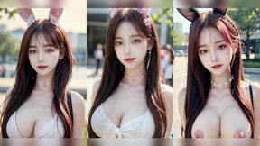 (3d animated ai-generated models) outdoor cat cosplay (with pussy masturbation asmr sound!)