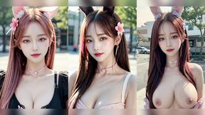 (3d animated ai-generated models) outdoor cat cosplay (with pussy masturbation asmr sound!)
