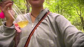 daring outdoor piss ritual in park - kinky mary drinks everything