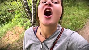 daring outdoor piss ritual in park - kinky mary drinks everything