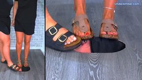 Goddess Amber & Miss Lucy - Lick Our Birkenstocks Clean As We Stomp On Your Face - 198 Face Split Cam - Trample Trampling CBT Crushing Crush Busting Worship Standing Sandals Feet Foot