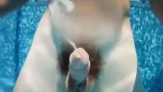 Twink shoots a massive cumshot underwater in solo session