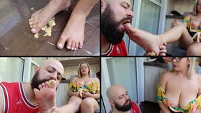 FEEDING A FOOT SLAVE and SPITTING A LOT in HIS FACE! (MP4-HD 1080p)