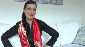 Red Satin and Hot Cock Sucking and Masturbating with a Cloth at Step-auntie Lady Victoria Valente