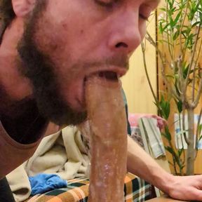 Sloppy spit dildo deepthroat