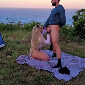 Risky Sex Real Amateur Couple Fucking at Camp