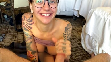 Tattooed exes reunite for a risky hotel hookup in Vegas with femdom twist