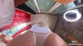 Oiled Buttocks and White Panty Facesitting Domination - Massive Ass Bouncing POV