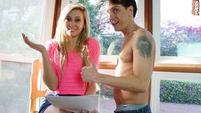 Aesthetic blonde Lilly Banks swallows cum after getting fucked