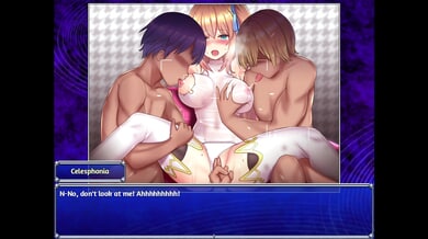 Magical anime heroine overwhelmed by three men in gangbang scene