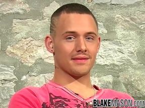 UK twink Danny J masturbates and cums after an interview