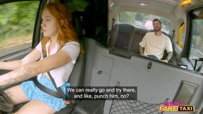 Female Fake Taxi - Polish redhead Cherry Candle caught cheating blowjob pussy licking hot public sex
