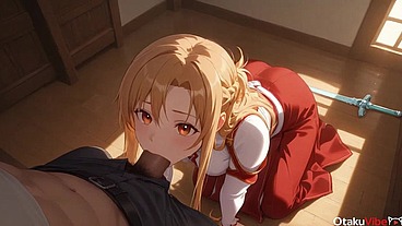 Asuna loves being fucked by an old man while Kirito plays games [AI]
