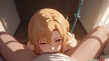 Asuna loves being fucked by an old man while Kirito plays games [AI]