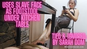 Tied & Ignored: Vaping Goddess Uses Slave Face as Footstool Under Kitchen Table