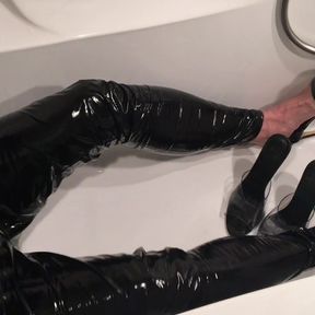 PVC, Heels and Piss Play in Bath Tub