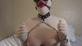Blindfolded & Gagged Silicone Zentai Doll in Chastity Vibrated Until She Cums
