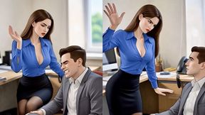 Secretary Slaps Her Boss HARD Office Domination Animation
