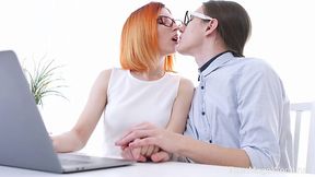 Red haired chick in glasses Elin Holm is fucked by nerd college mate