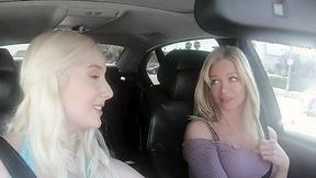 ”Teen & STEPMOM Team up for Scissoring Session in Car!”