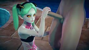 Rebecca standing handjob | Cyberpunk Edgerunners Hentai Parody