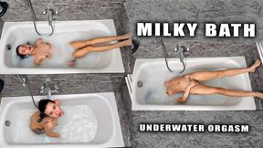 Milky Bath Extreme Breath Hold Masturbation Submerged Underwater Orgasm Handstands and Breatholds