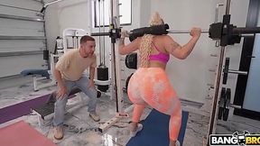 Needed to check her butt pumping progress so he tore this leggings apart