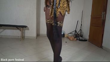 Slim African ebony goddess with perfect tits and tight, sexy body strips