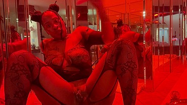Marrijanee pierced pussy popping sipping cocktail