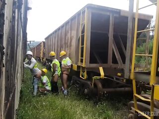 The workers went hard at lunchtime, banged their passive colleague and gave him a lot of milk for dessert. Part I