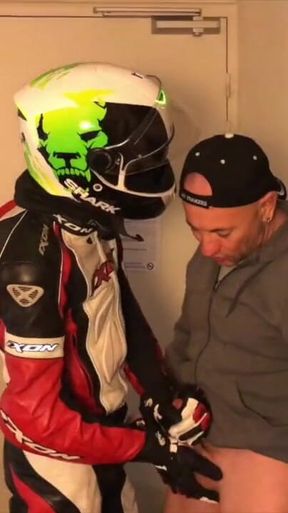 Humiliation at the hotel with fetish outfits biker