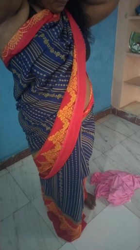 Dress Washing Saree Wearing Hot Talking Tamil Aunty