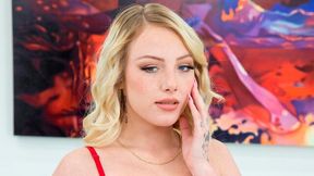 An awesome blonde Dixie Lynn fucked her ass with a large dildo