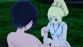 Lillie and I have intense sex in the park at night. - Pokémon Hentai