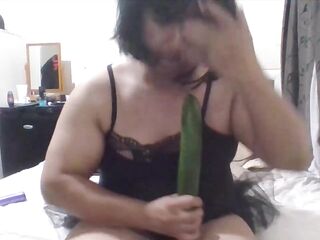 Crossdresser Asmina Cucumber Blow Job