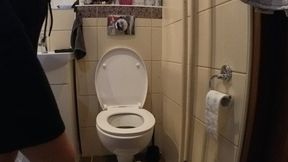 Fatty backward visit on toilet