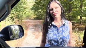 kira queen is rescued from the road and fucks her helpful driver!