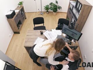 LOAN4K. Czech angel with giant tits is sucking clerk’s large jock in his office